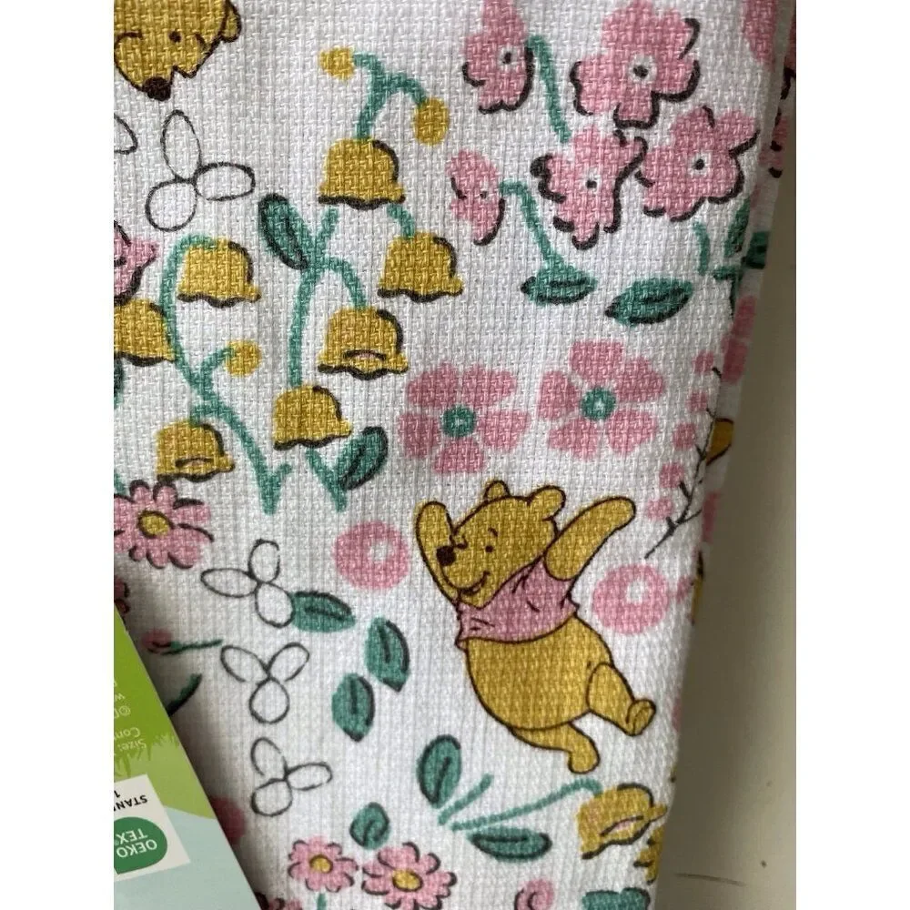 2 Pack Disney Winnie the Pooh Floral Flowers Spring Kitchen‎ Towels 16 X 26” NEW